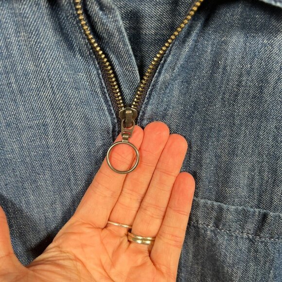 Madewell Coveral Jumpsuit Size XS Linen Blend Zip Front Wide Leg Blue - Picture 6 of 13